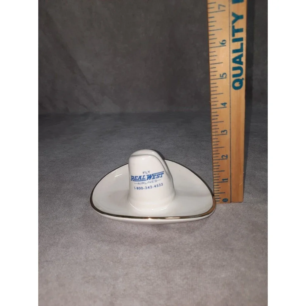 Vintage Fly Real West Airlines Cowboy Hat Figurine Advertisement
